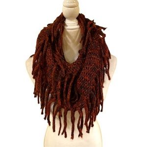 5 for $25 ❄️ Knit Infinity‎ Scarf Orange Black Fringe